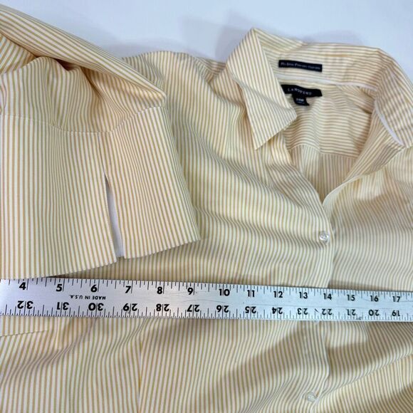 Lands End Shirt Womens 24W Yellow No Iron Pinpoint Oxford Pinstripe Button Up - Picture 10 of 10